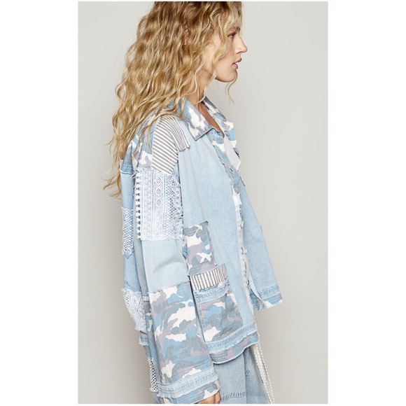 POL Light Blue and White Jean Jacket - Picture 3 of 5